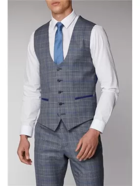 Antique Rogue Samuel Grey And Blue Check Waistcoat