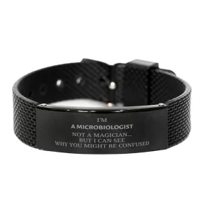 Badass Microbiologist Gifts, I'm Microbiologist not a magician, Sarcastic Black Shark Mesh Bracelet for Microbiologist Birthday Christmas for  Men, Women, Friends, Coworkers