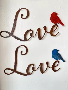 Bird On Love Script Wall Art Made In USA