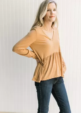 Butterscotch Ribbed Neck Top