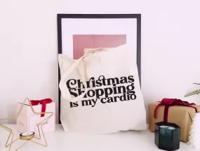 Christmas Shopping Is My Cardio - Large Canvas Tote Bag