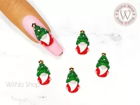 Christmas Tree Hat Gnome 3D Handmade Nail Art Charm - 2 pcs