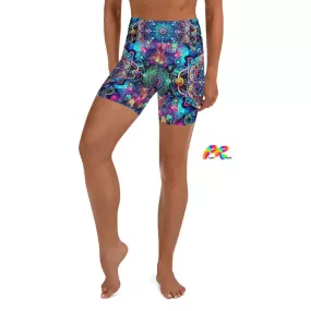 Cosmic Vortex Rave Yoga Shorts