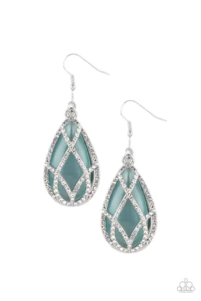 Crawling With Couture Blue Cat's Eye Earrings - Paparazzi Accessories