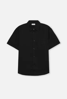 Linen SS Cloak Button Up / Black