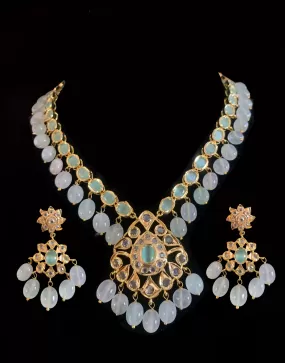 NS153 Abiha mint green necklace with earrings ( READY TO SHIP )