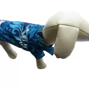 Ombre Tapa Print Shirts for Dog | Polynesian Print | Blue