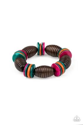 Paparazzi Caribbean Castaway - Multi Wood Bracelet