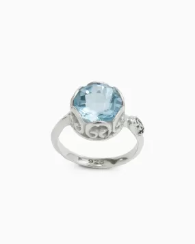 Princess Petroglyph Stone Ring - Blue Topaz