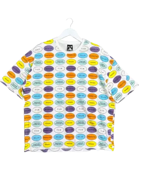 Size M - P.A.M. White and Multicoloured Circle Text T-shirt