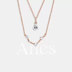 Taurus Zodiac Constellation Necklace & White Topaz Sway