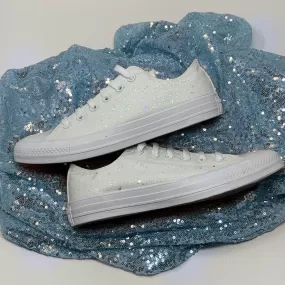 White Crystal Glitter Converse