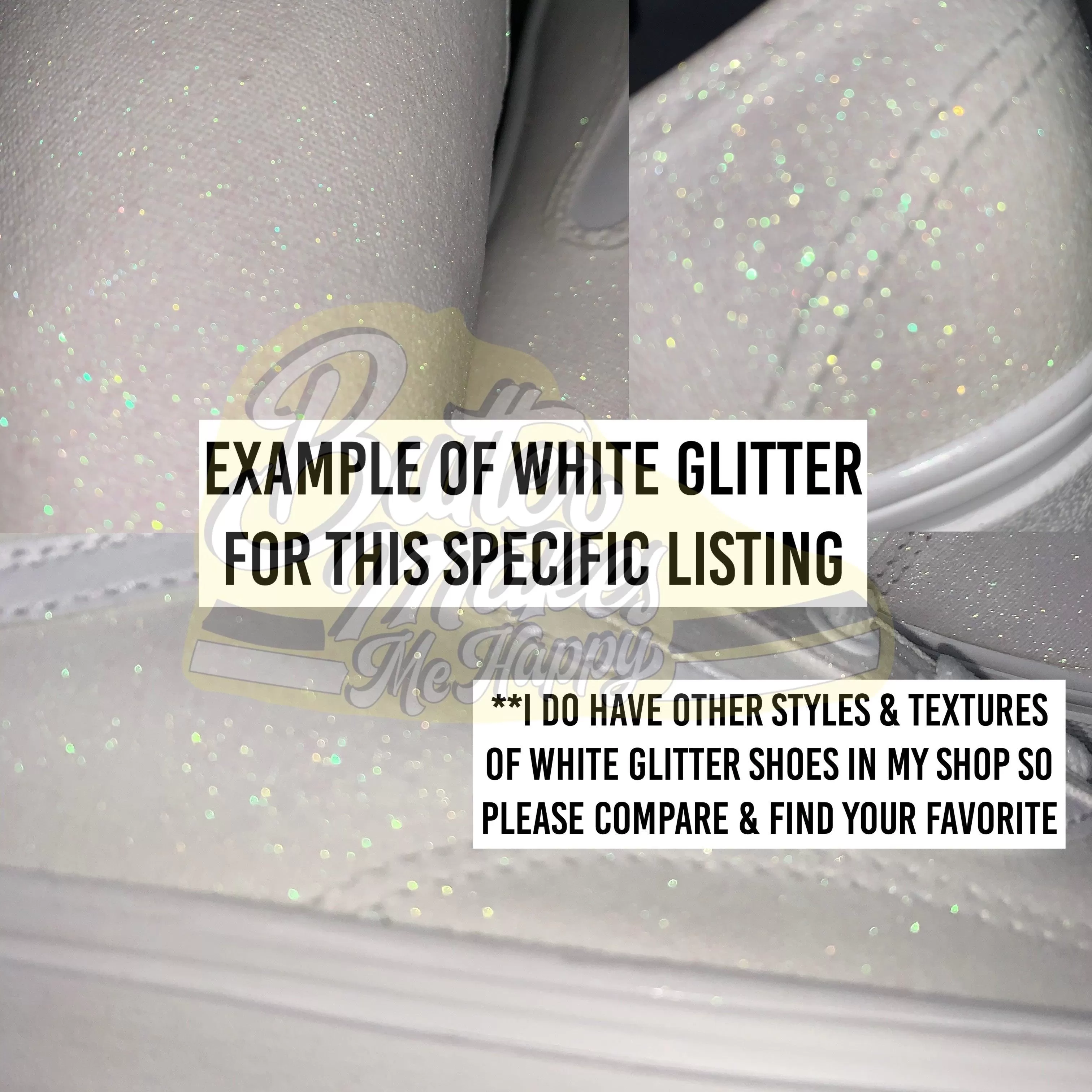 White Glitter Hi Top Converse